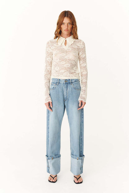 Rowie - Walter Cuffed Straight Jeans | Faded Blue