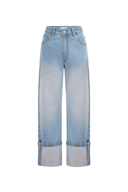 Rowie - Walter Cuffed Straight Jeans | Faded Blue