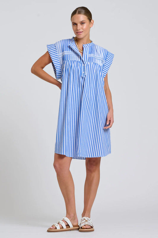 Shirty - The Bella Dress | Mid Blue Stripe