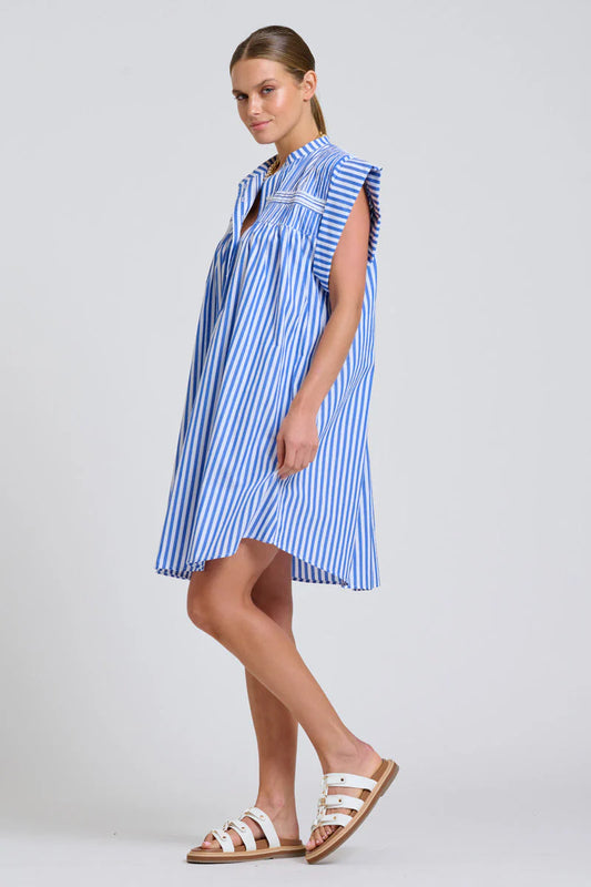 Shirty - The Bella Dress | Mid Blue Stripe