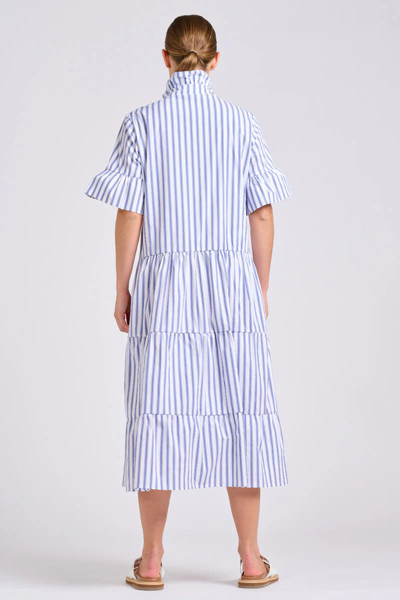 Shirty - The Molly Oversized Shirt Dress | White with Azure Ticking