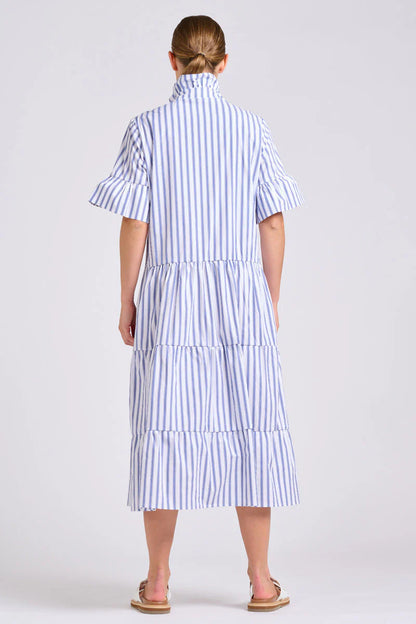 Shirty - The Molly Oversized Shirt Dress | White with Azure Ticking