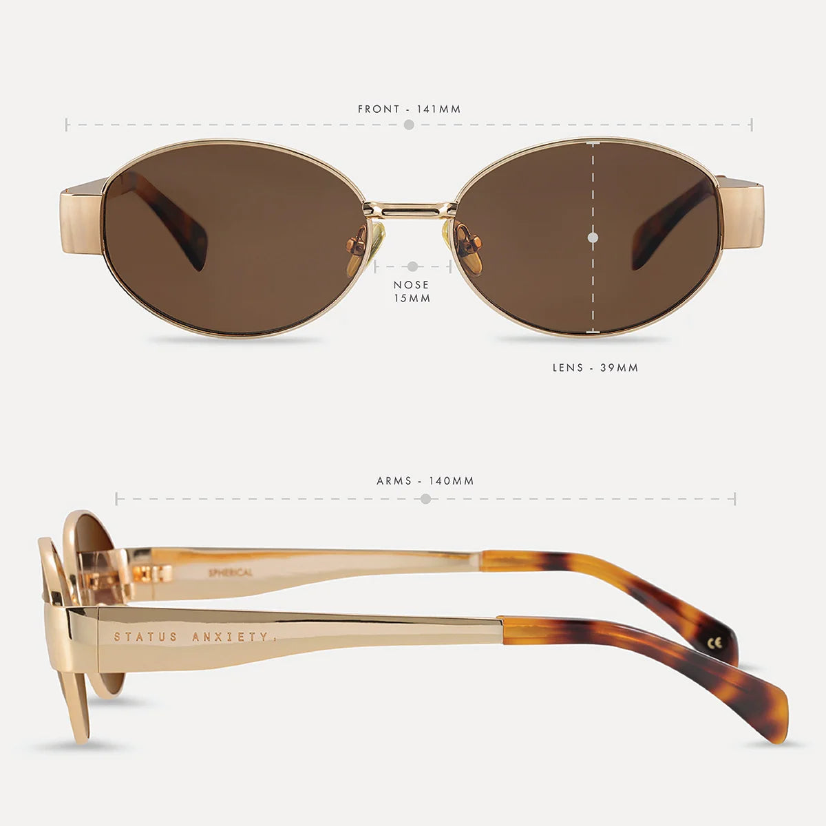 Status Anxiety - Spherical Sunglasses | Gold