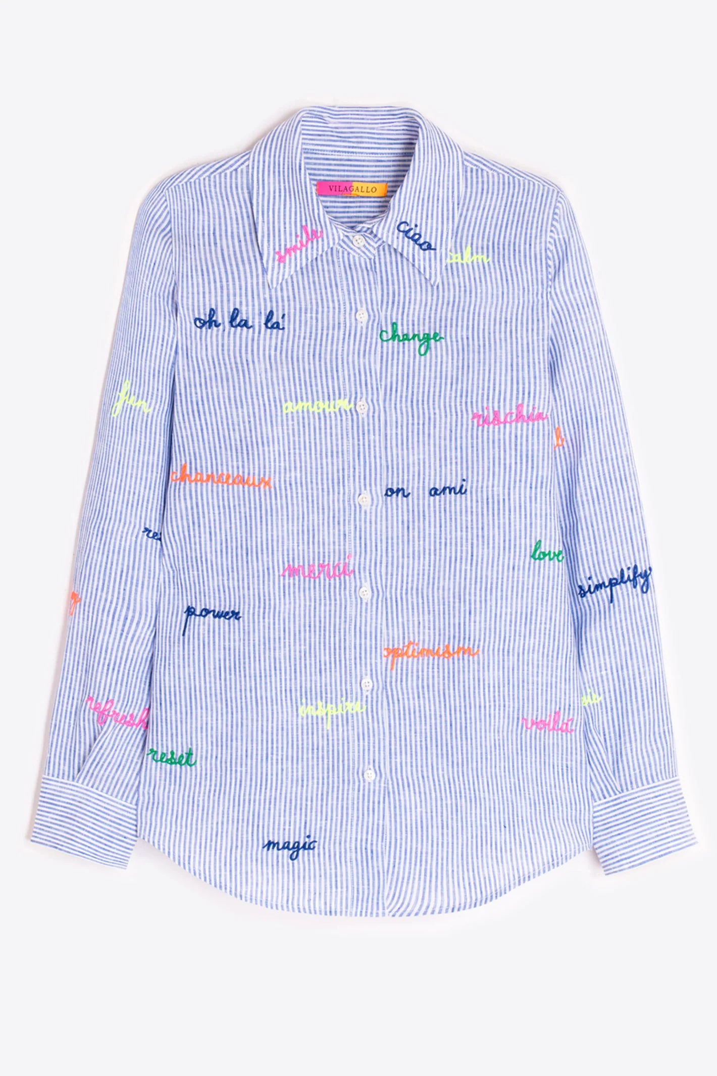 Vilagallo - Mafalda 500 Stripe Linen Embroidered | Stripe