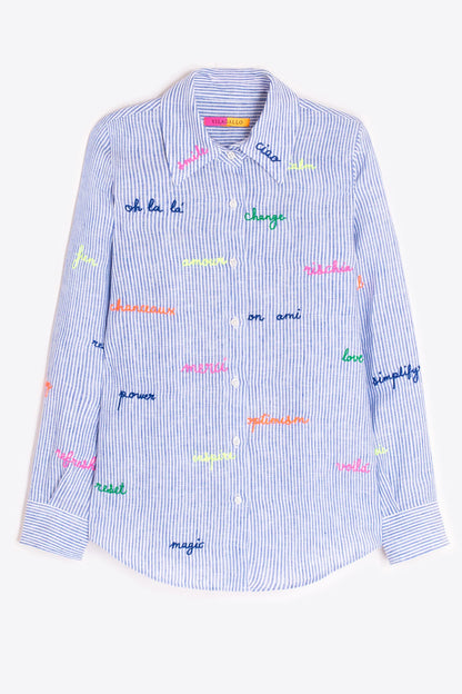 Vilagallo - Mafalda 500 Stripe Linen Embroidered | Stripe
